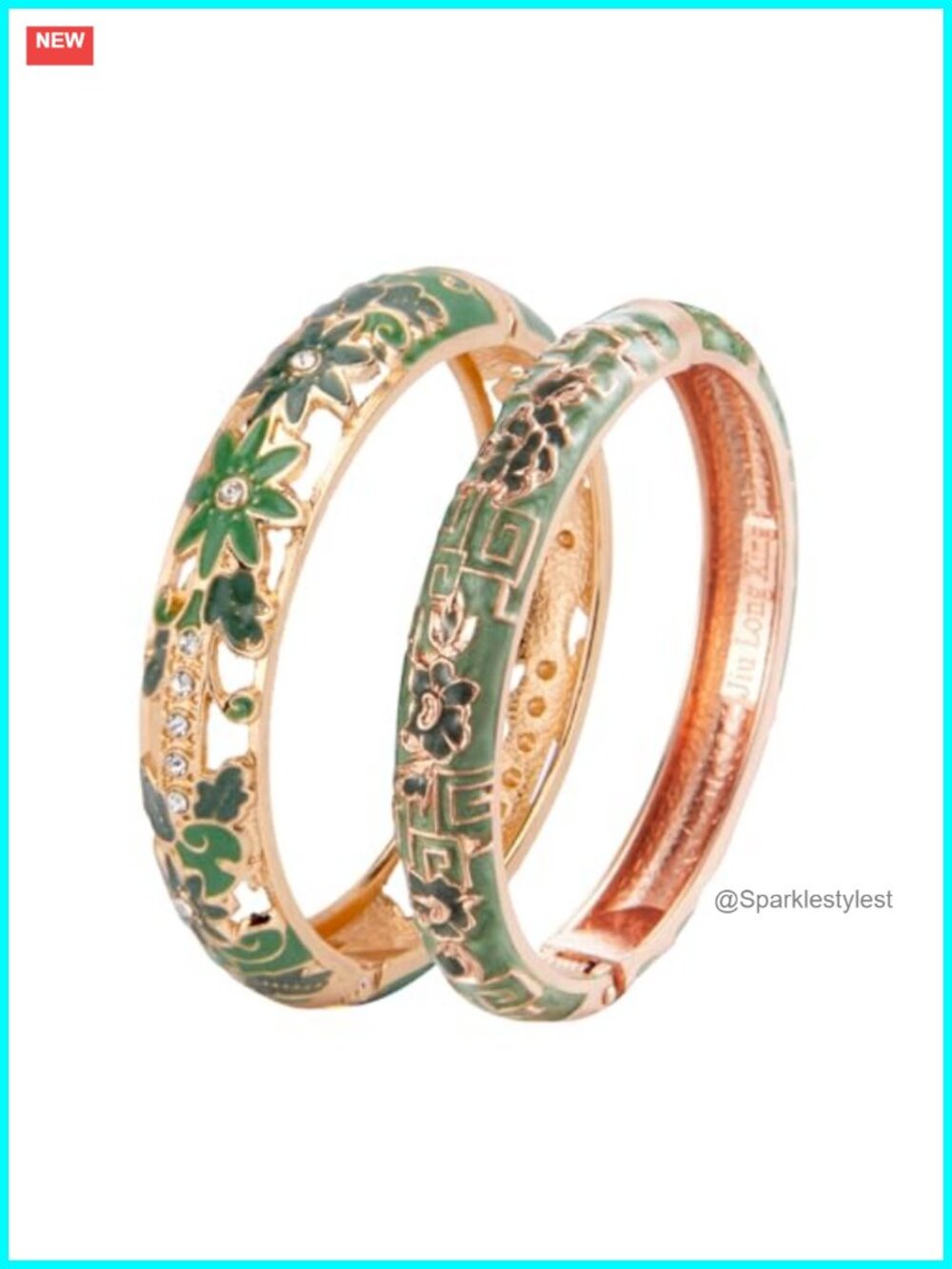 UJOY Vintage Cloisonne Bracelets Handcrafted Enameled Cuff Bangles Set